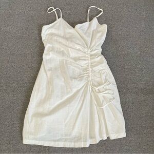 FAVLUX White Ruched Spaghetti Strap Mini Dress